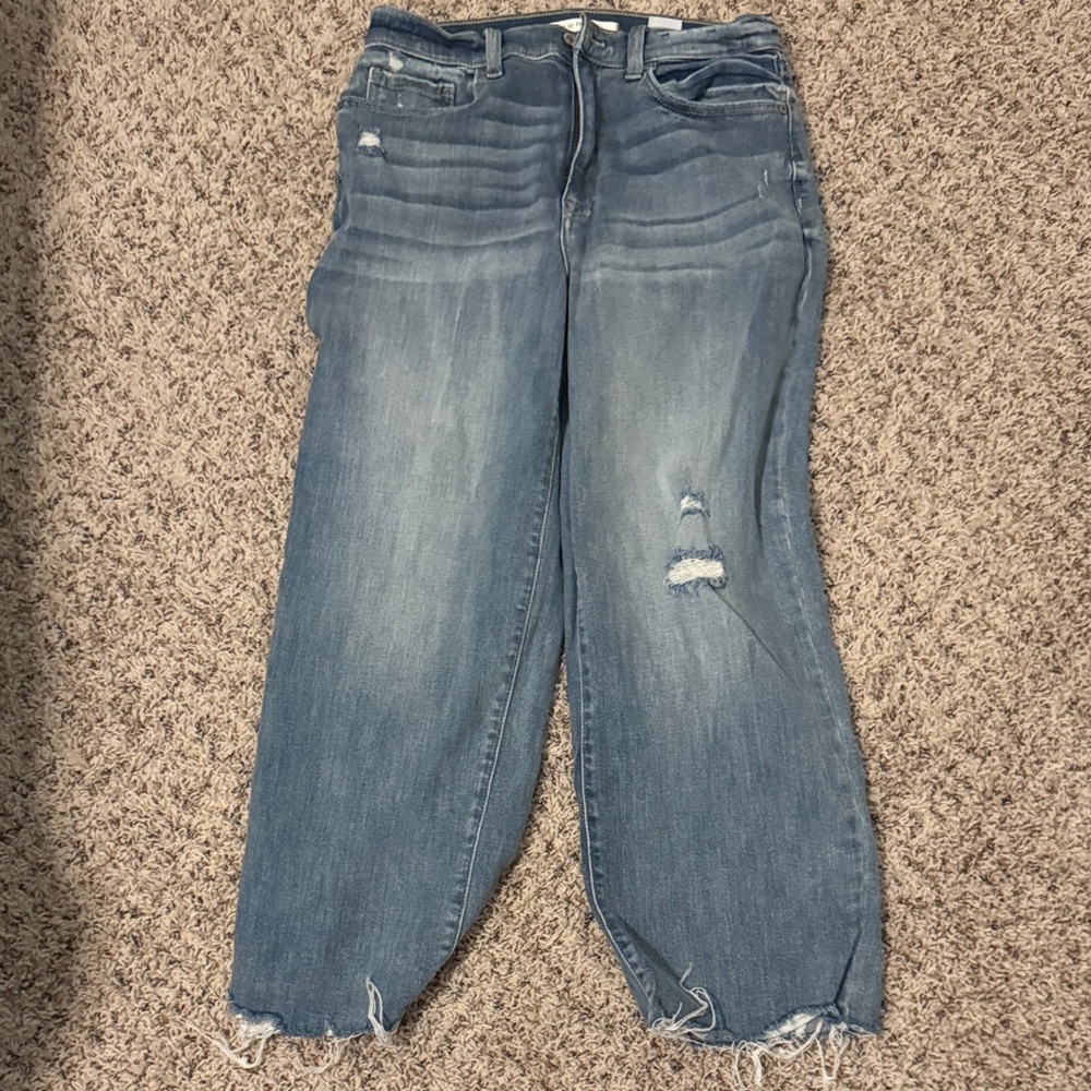 Eunina Blue Boyfriend Jeans with Distressed Details
